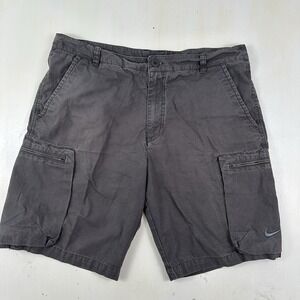 VTG Nike‎ Mens 36 Travis Scott Ripstop Cargo Shorts Swoosh Faded Black Gray